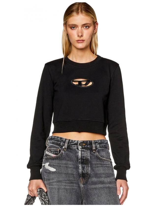 F Slimmy Cutout Logo Crop Sweatshirt Black - DIESEL - BALAAN 4