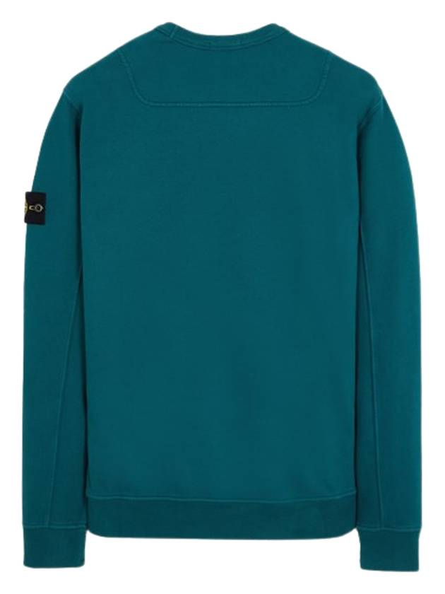 Brushed Cotton Fleece Garment Dyed Crewneck Sweatshirt Dark Teal Green - STONE ISLAND - BALAAN 3