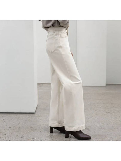 Mincy hidden banding brushed wide cotton pants - MONO AT.D - BALAAN 2