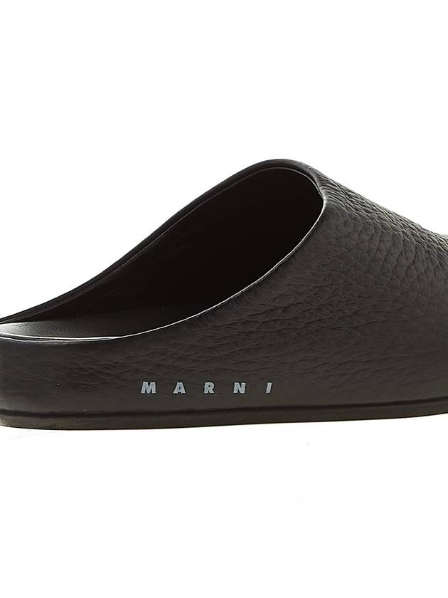 Logo Grain Leather Mule Black - MARNI - BALAAN 11