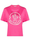 23SS Logo Printing Short TShirt Pink 8C000 09 829FB 546 - MONCLER - BALAAN 1