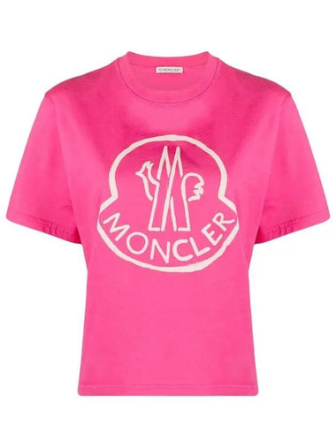 23SS Logo Printing Short TShirt Pink 8C000 09 829FB 546 - MONCLER - BALAAN 1