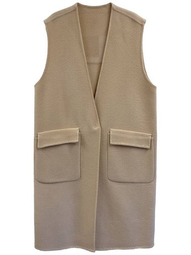 Handmade v neck oversize wool vest_CREAM - ARIFF - BALAAN 1