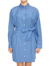 Women's Striped Belt Short Dress Blue - THEORY - BALAAN 1