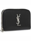 Monogram Zipper Silver Card Wallet Black - SAINT LAURENT - BALAAN 5