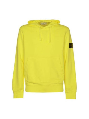 Logo Patch Drawstring Hoodie Yellow - STONE ISLAND - BALAAN 1