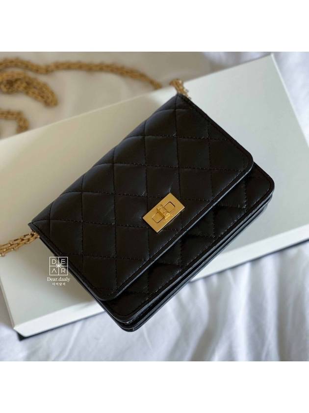 2 55 Chain Mini Bag Vintage Calfskin Gold Metal Black - CHANEL - BALAAN 3