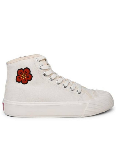 School Bokeh Flower Embroidered Cotton High Top Sneakers Cream - KENZO - BALAAN 2