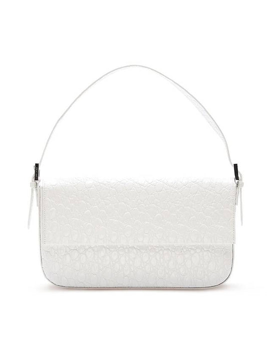 Manu Croco Embossed Shoulder Bag White - BY FAR - BALAAN 1