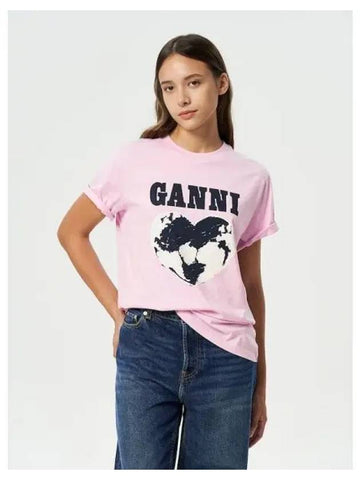 Basic Jersey World Relax Fit T Shirt Light Pink Domestic Product GM0024061197706 - GANNI - BALAAN 1