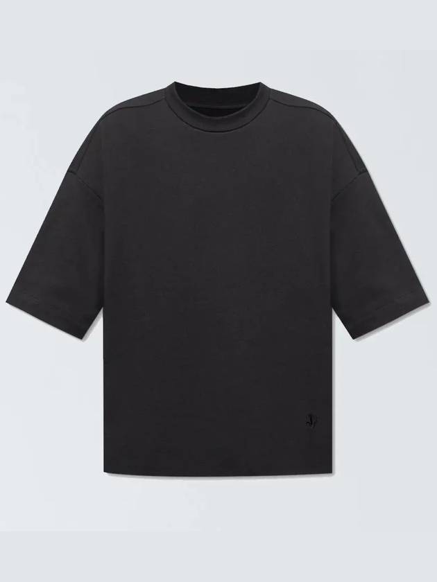 Embroidered Logo Crew Neck Short Sleeve T-Shirt Black - JIL SANDER - BALAAN 3