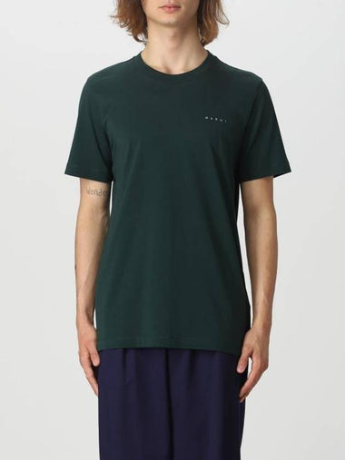 Logo Cotton Short Sleeve T-Shirt Green - MARNI - BALAAN 1