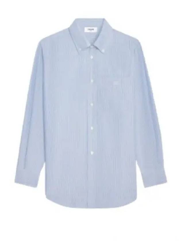 Tomboy Striped Silk Long Sleeve Shirt Light Blue - CELINE - BALAAN 2