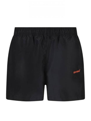 Diag logo swim shorts black - OFF WHITE - BALAAN.