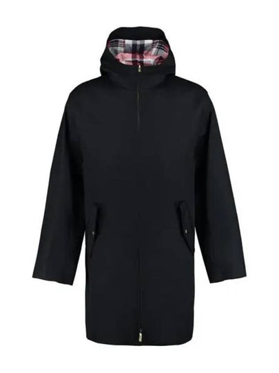 Waterproof Cotton Twill T-Dart Hooded Jacket Navy - THOM BROWNE - BALAAN 2