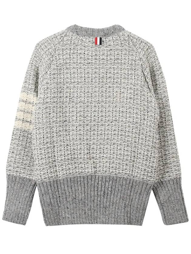 Tuck Stitch Raglan Sleeve Crew Neck Knit Top Grey - THOM BROWNE - BALAAN 3