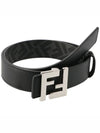 FF Buckle Pattern Reversible Leather Belt Black - FENDI - BALAAN 2