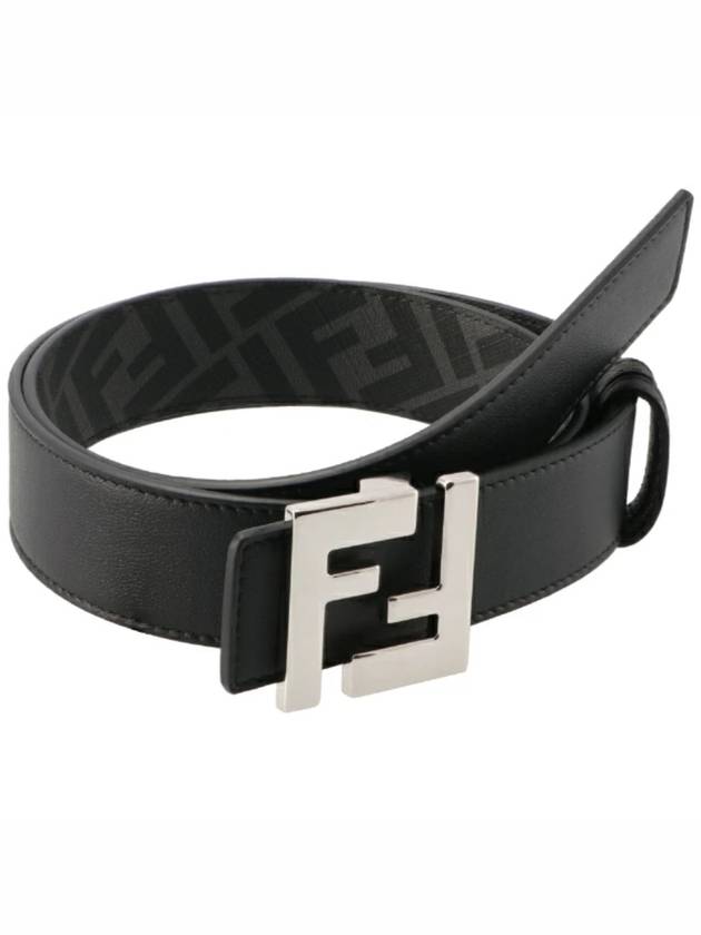 FF Buckle Pattern Reversible Leather Belt Black - FENDI - BALAAN 2