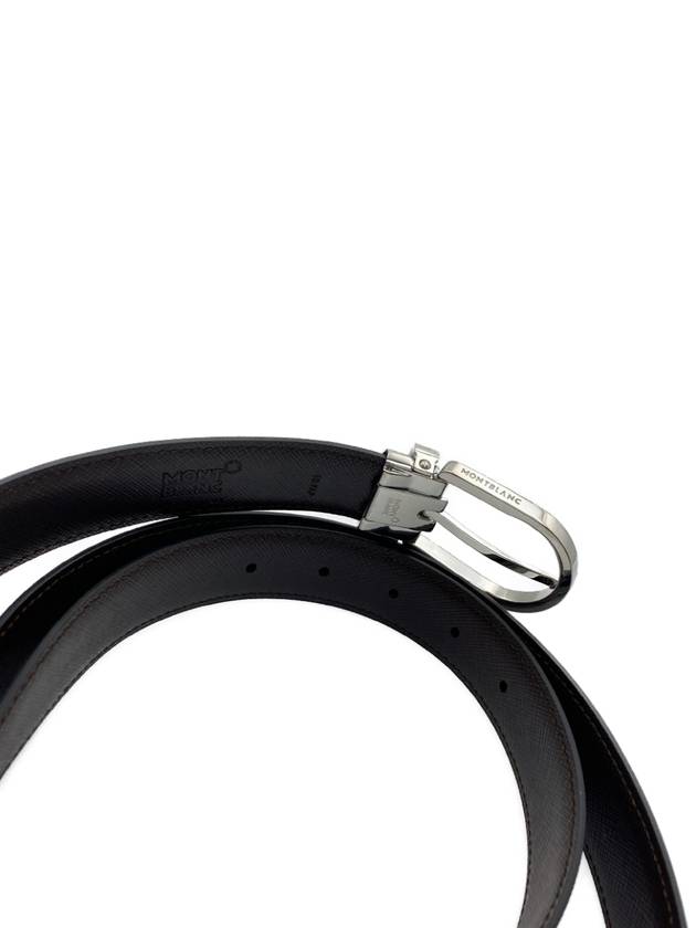 Horseshoe Buckle 30mm Reversible Leather Belt Black Brown - MONTBLANC - BALAAN 4