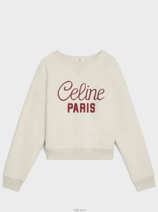 Logo Print Cotton Sweatshirt Beige - CELINE - BALAAN 2