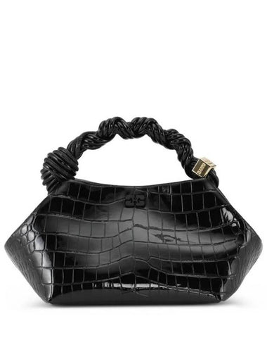 Croco Patent Bou Small Cross Bag Black - GANNI - BALAAN 1