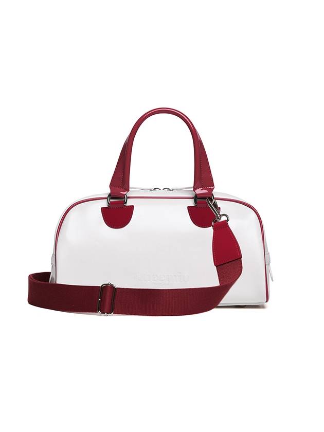 Half Boston Tote Bag White Burgundy - RHEEMIN - BALAAN 1