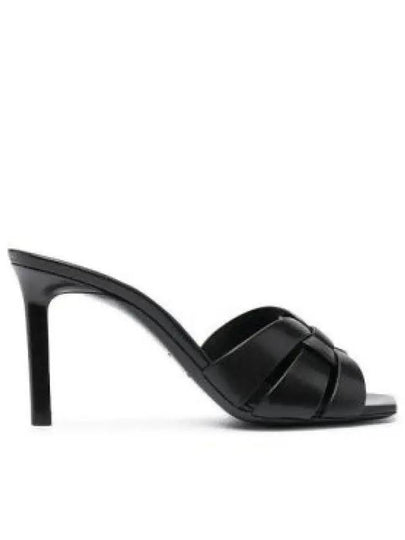 Tribute Leather Sandal Heels Black - SAINT LAURENT - BALAAN 2