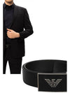 Men's Logo Plate Leather Belt Black - EMPORIO ARMANI - BALAAN 7