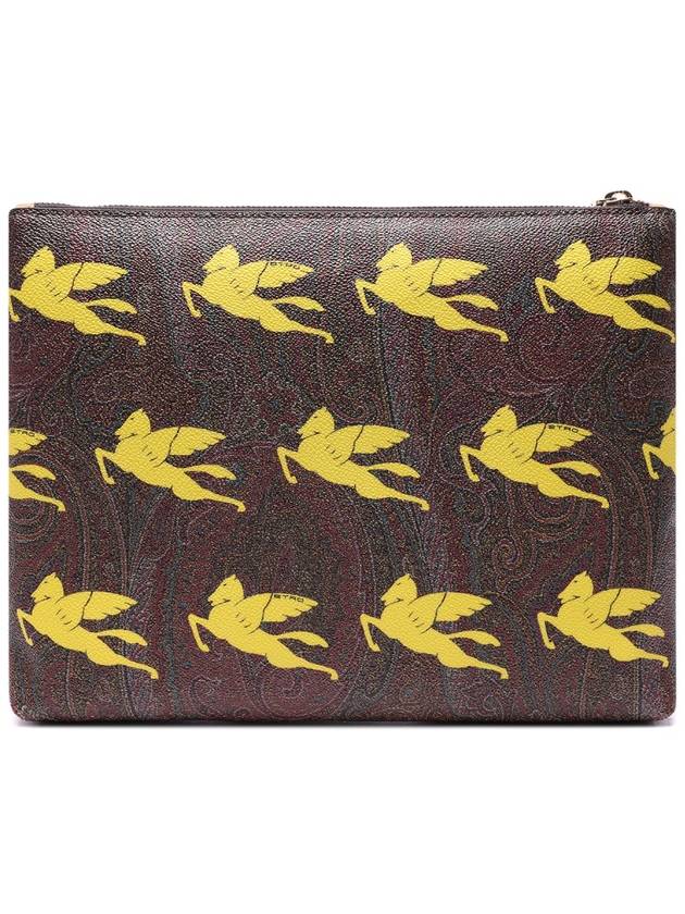 Logo Pattern Clutch Bag Brown - ETRO - BALAAN 5