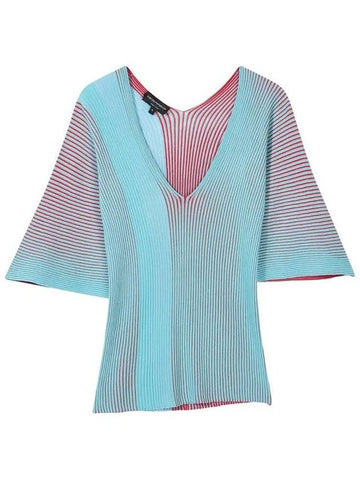 Women s Rayon V neck Ribbed Knit Mint 270016 - EMPORIO ARMANI - BALAAN 1