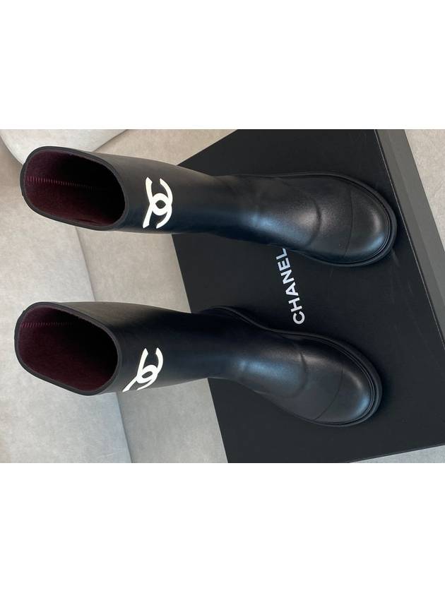 CC Logo Caoutchouc Rain Boots Black - CHANEL - BALAAN 3