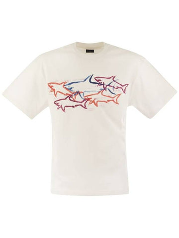 Cotton T-shirt with Shark print - PAUL & SHARK - BALAAN 1