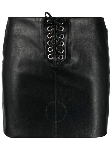 Rotate Birger Christensen Ladies Black Textured Lace-Up Miniskirt, Brand Size 42 (US Size 8) - ROTATE - BALAAN 1