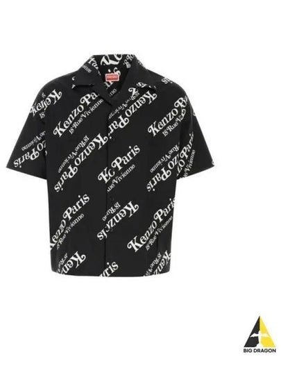 Verdy Boxy Monogram Print Button Short Sleeve Shirt Black - KENZO - BALAAN 2