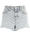 All-Over Logo Bite High Waist Denim Shorts Blue - ALEXANDER WANG - BALAAN 1