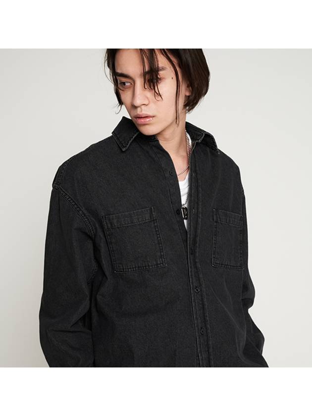 Minimal washing pocket denim shirt black - TENER - BALAAN 1