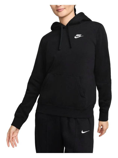 Sportswear Club Fleece Pullover Hoodie W Black White DQ5794 010 - NIKE - BALAAN 1