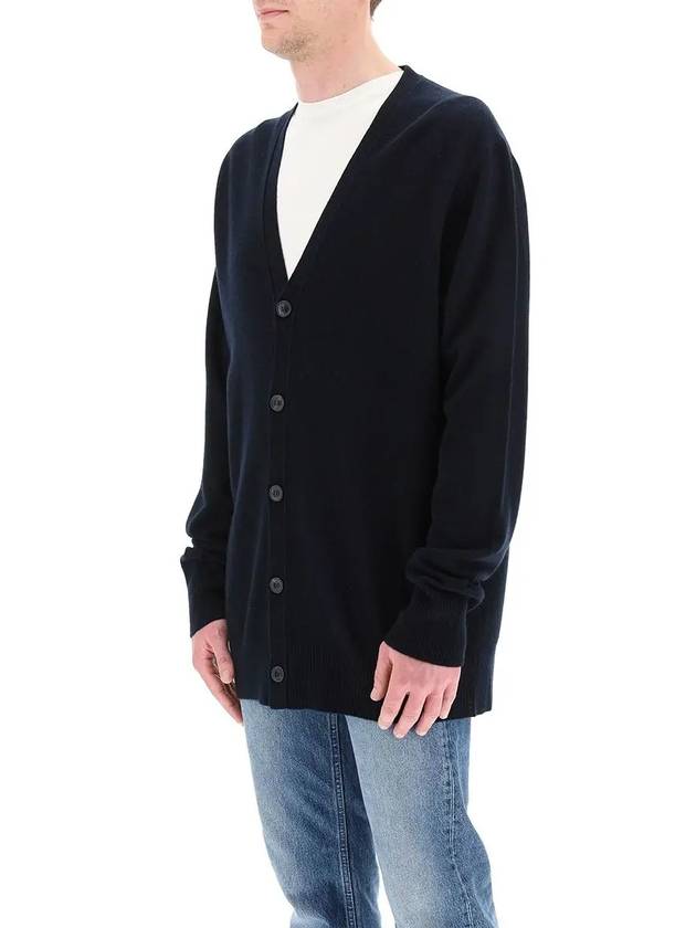 Signature Stitch V-neck Wool Cardigan Navy - MAISON MARGIELA - BALAAN 4