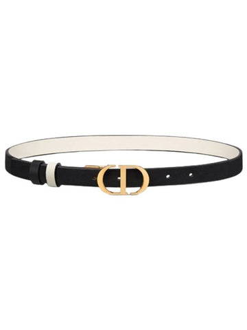 30 Montaigne Reversible Leather Belt Black White - DIOR - BALAAN.