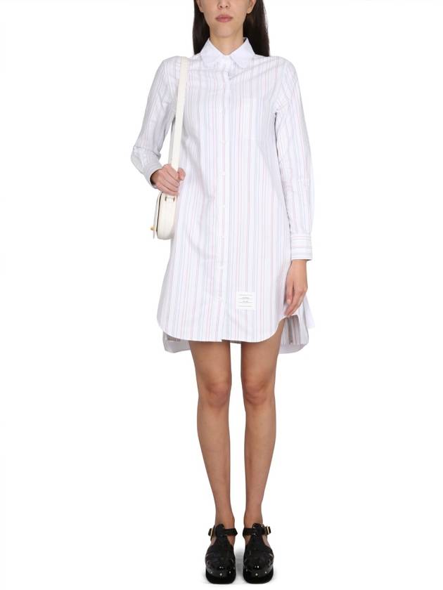 Pleated Back Striped Oxford Short Dress - THOM BROWNE - BALAAN 3