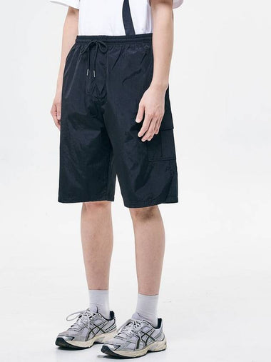 Mark wide nylon half pants BLACK - GRAYBLVD - BALAAN 1