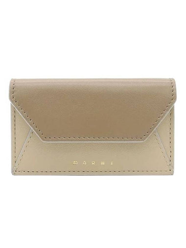 Logo Saffiano Card Wallet Grey Green - MARNI - BALAAN 1