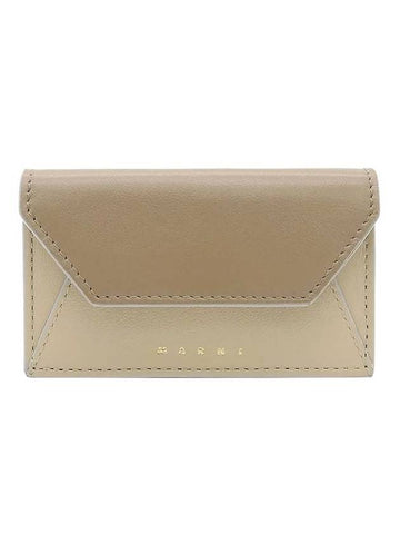 Logo Saffiano Card Wallet Grey Green - MARNI - BALAAN 1