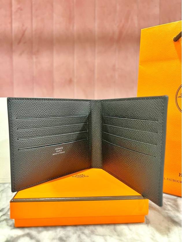 Men's Citizen Twill Compact Half Wallet Black - HERMES - BALAAN 8