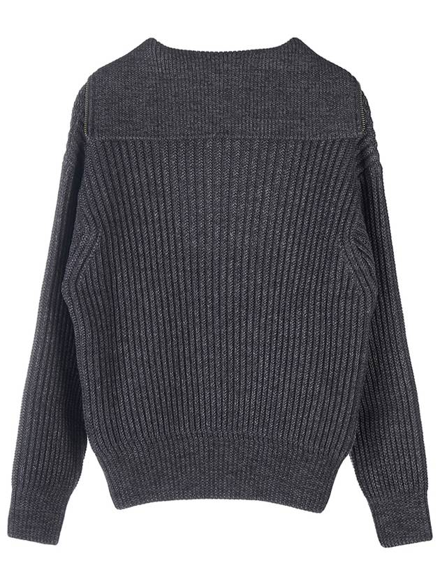 Half Zip-Up Knit Top Grey - AMI - BALAAN 3