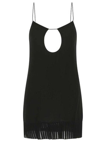 Backless Viscose Short Dress Black - SAINT LAURENT - BALAAN 1