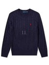 Embroidery Logo Cable Knit Top Navy - POLO RALPH LAUREN - BALAAN 2