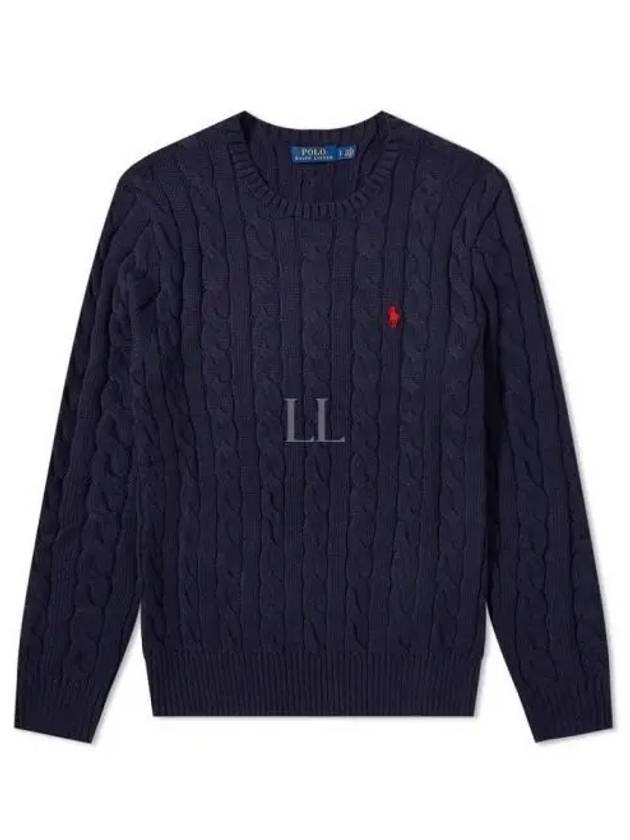 Embroidery Logo Cable Knit Top Navy - POLO RALPH LAUREN - BALAAN 2