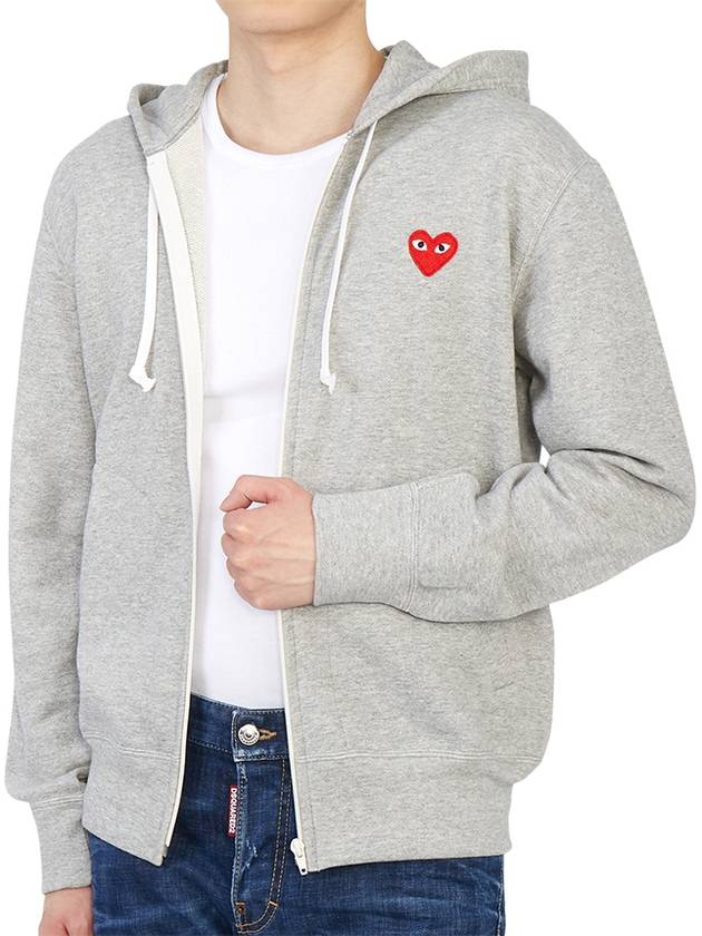 Men's Red Heart Waffen Zip Up Hoodie Grey P1 T168 1 - COMME DES GARCONS - BALAAN 7