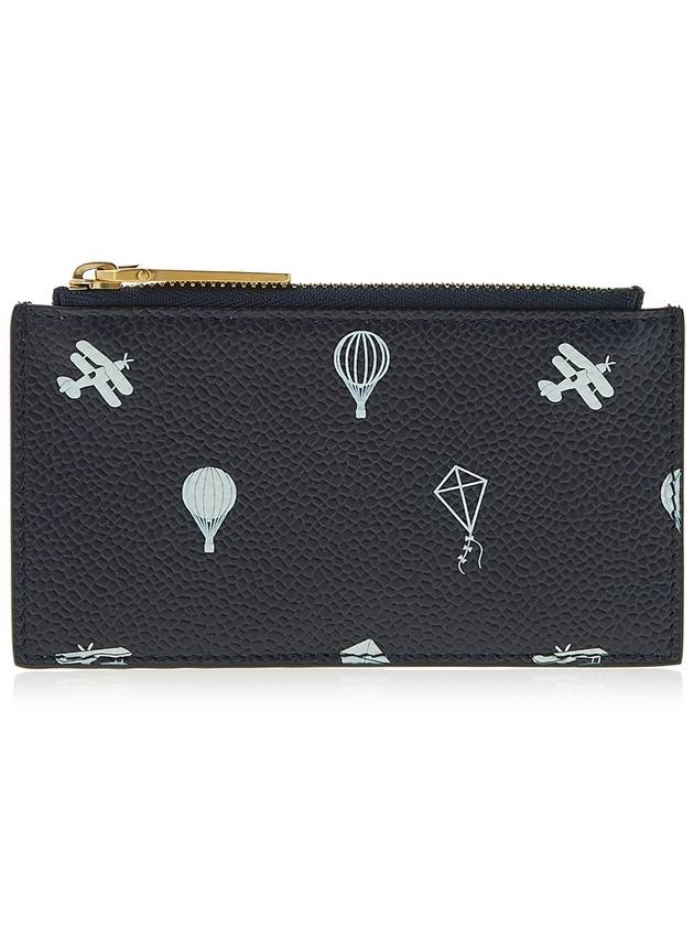 Sky Half Drop 3D Print Card Wallet Navy - THOM BROWNE - BALAAN.